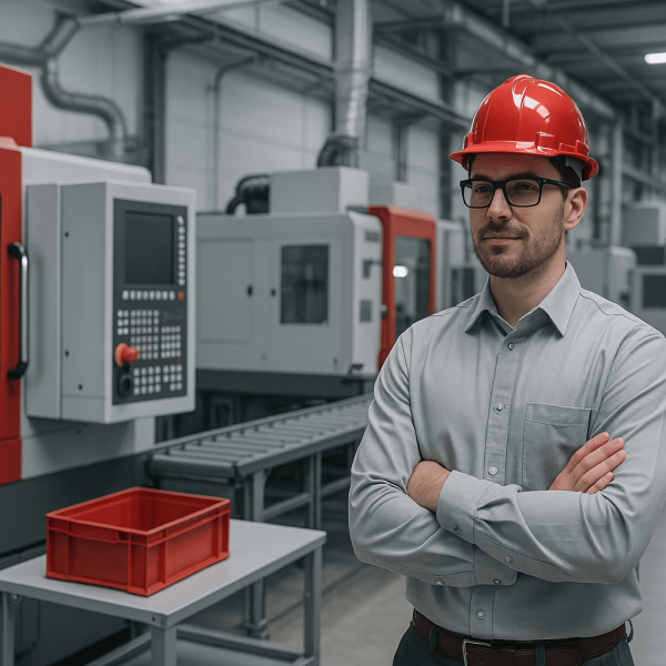 مرفق تصنيع حديث مع مهندس